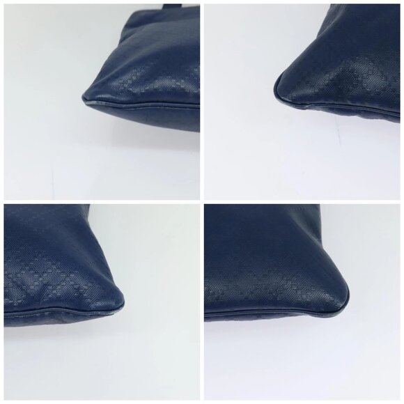 GUCCI Diamante Shoulder Bag Leather Blue Gold - Picture 16 of 16